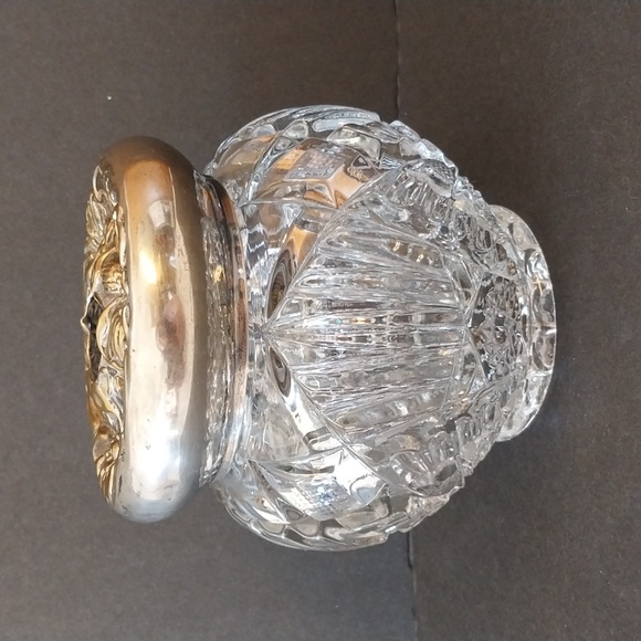 Other - VICTORIAN BOUDOIR Vanity Jar / Hair Receiver & Silver Plate Repousse FLORAL LID